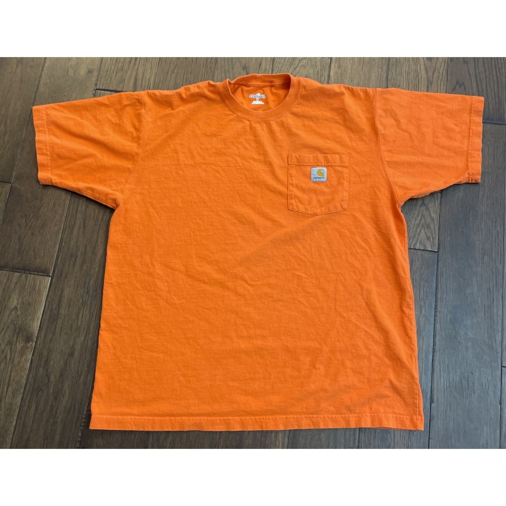 Carhartt T-Shirt Mens L Orange Heavyweight Outdoor Workwear Pocket Tee